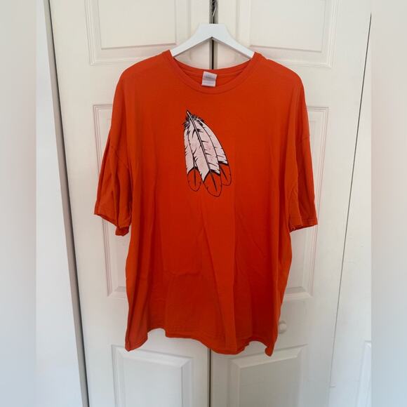 Gildan University of Illinois Fighting Illini Chief Feather Orange T-Shirt 3XL - Picture 2 of 6